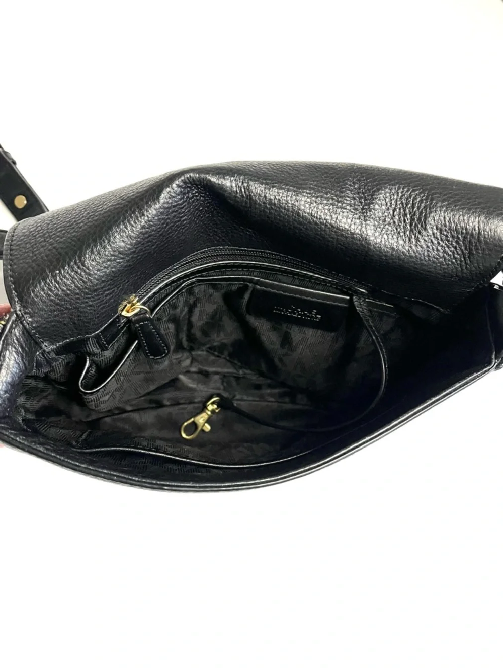 Michaels Kors Black Pebbled Leather Flap Crossbody